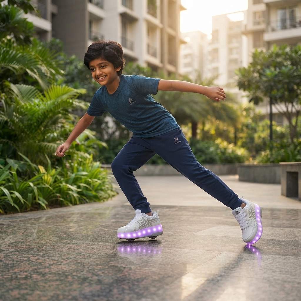 Wheely Roller Shoes for Kids Boys Girls Fashion Fun Wheels Sneakers Children Roller Skate Shoes