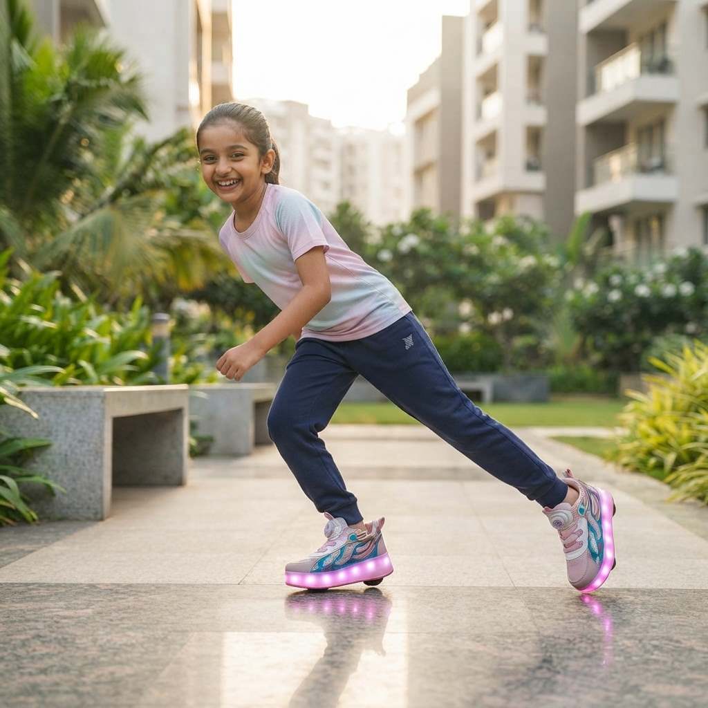 Wheely Pink Roller skate shoes for kids.