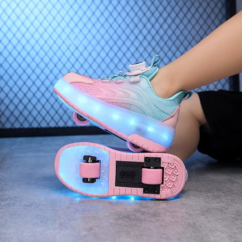 Wheely Roller Skates Shoes for Boys and Girls - 2-in-1 Skate Shoes and Sneakers for Kids Fun and Stylish