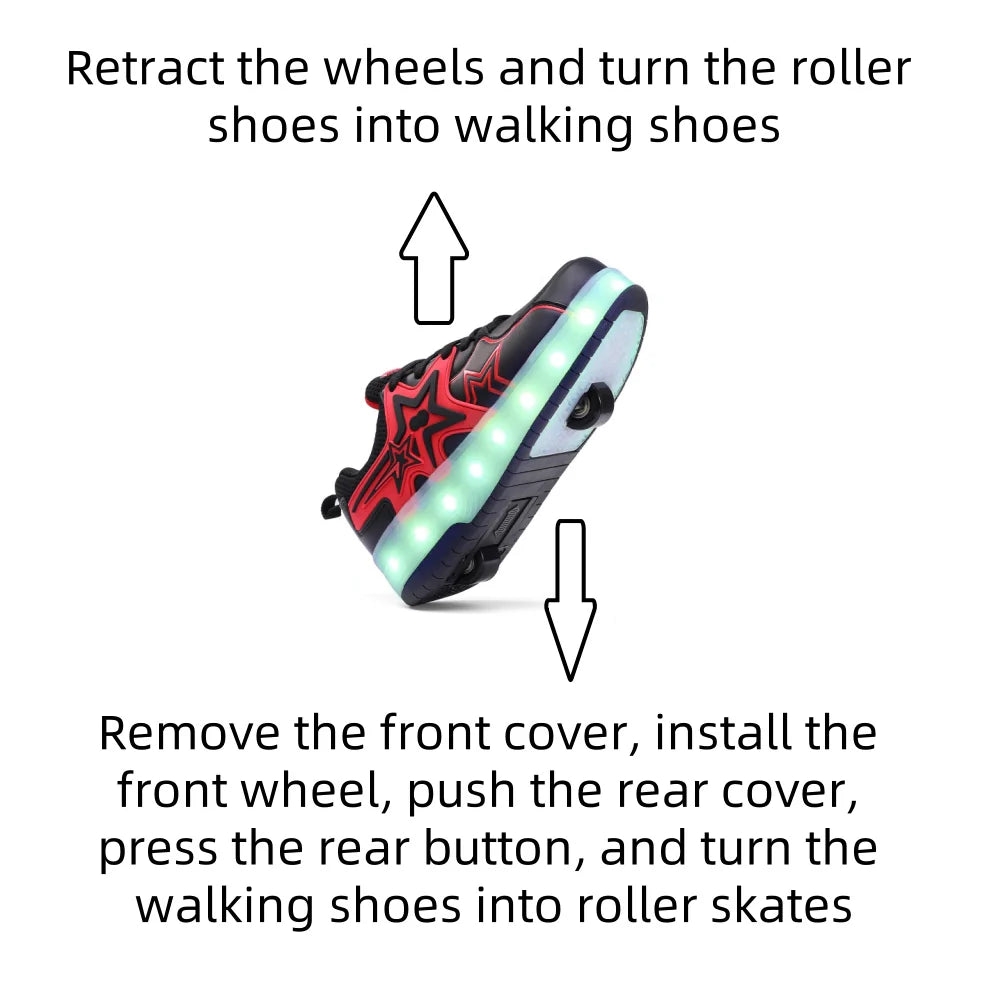 Wheely Roller Skates Shoes for Boys and Girls - 2-in-1 Skate Shoes and Sneakers for Kids Fun and Stylish