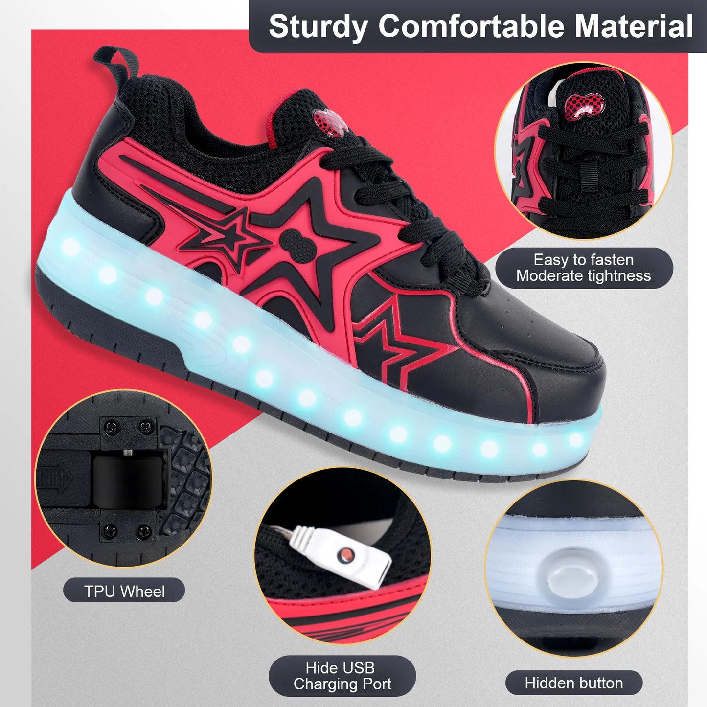 Wheely Roller Skates Shoes for Boys and Girls - 2-in-1 Skate Shoes and Sneakers for Kids Fun and Stylish