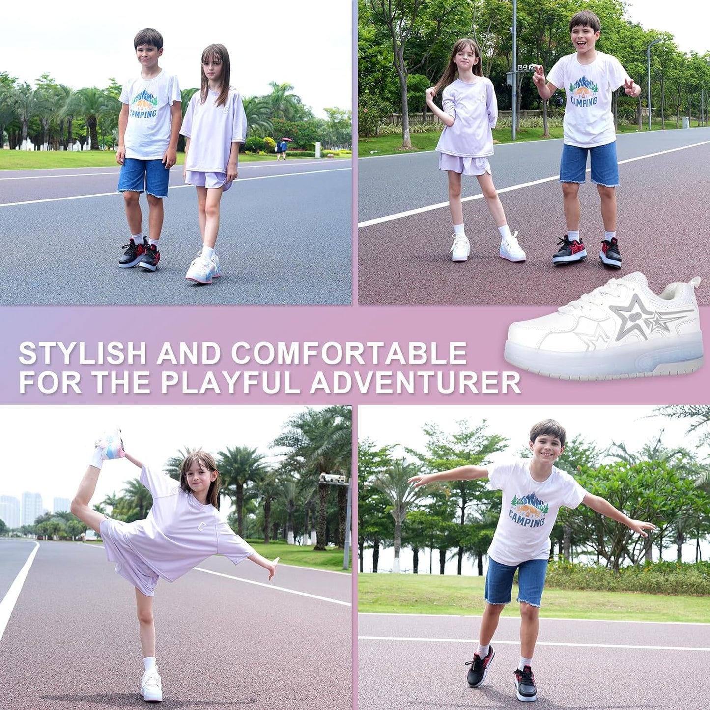 Wheely Roller Skates Shoes for Boys and Girls - 2-in-1 Skate Shoes and Sneakers for Kids Fun and Stylish