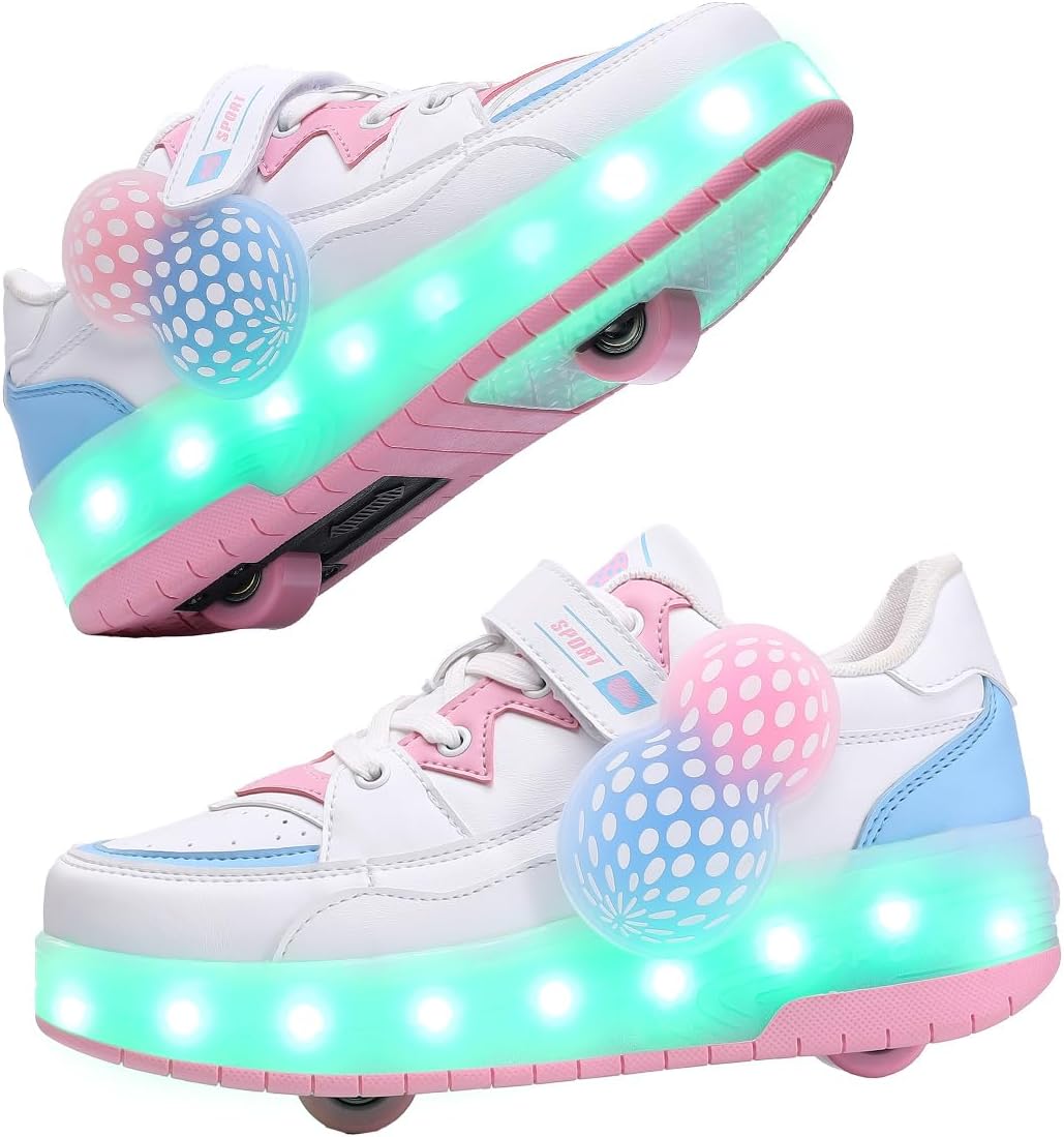 Wheely Roller Skates Shoes for Boys and Girls - 2-in-1 Skate Shoes and Sneakers for Kids Fun and Stylish