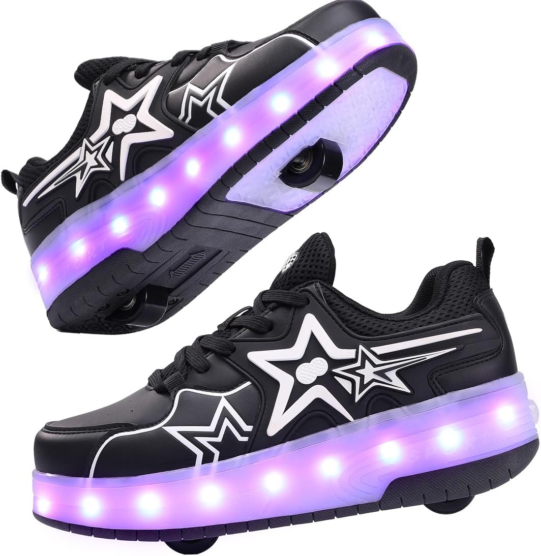 Wheely Roller Skates Shoes for Boys and Girls - 2-in-1 Skate Shoes and Sneakers for Kids Fun and Stylish