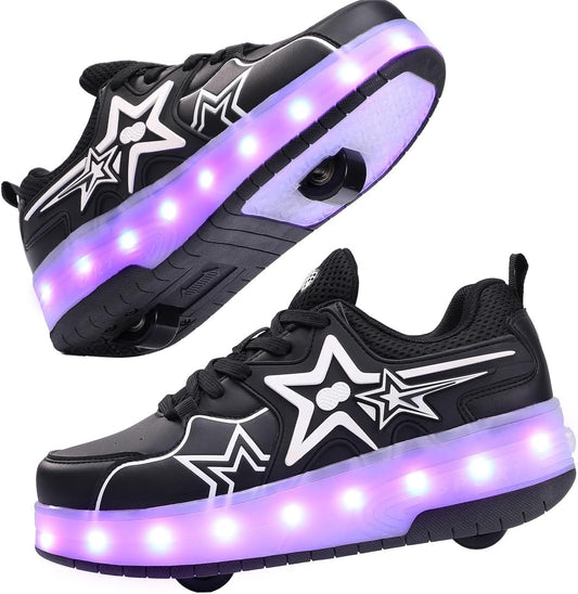 Wheely Roller Skates Shoes for Boys and Girls - 2-in-1 Skate Shoes and Sneakers for Kids Fun and Stylish
