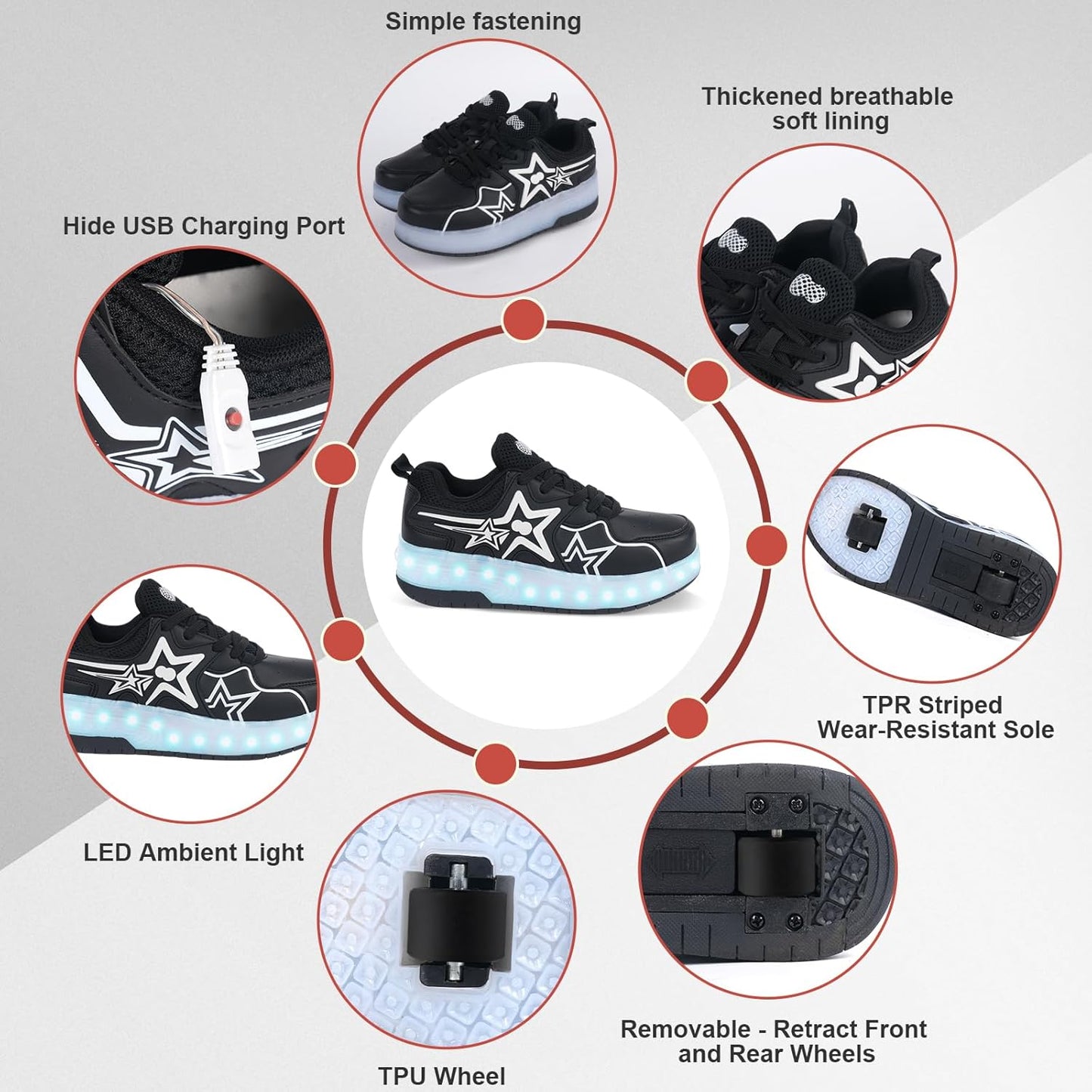 Wheely Roller Skates Shoes for Boys and Girls - 2-in-1 Skate Shoes and Sneakers for Kids Fun and Stylish