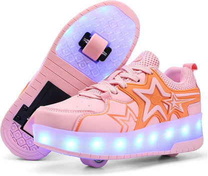 Wheely Roller Skates Shoes for Boys and Girls - 2-in-1 Skate Shoes and Sneakers for Kids Fun and Stylish