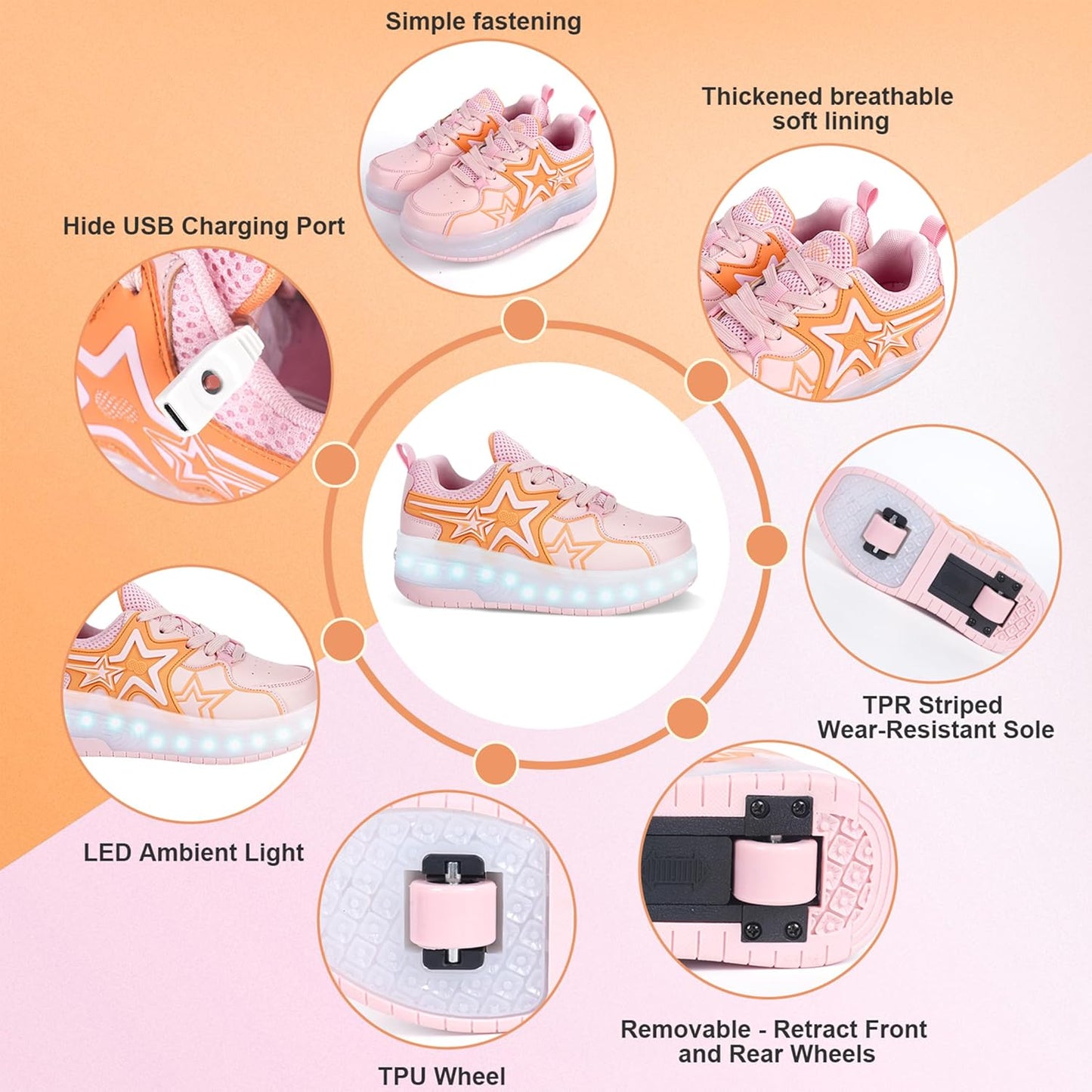 Wheely Roller Skates Shoes for Boys and Girls - 2-in-1 Skate Shoes and Sneakers for Kids Fun and Stylish