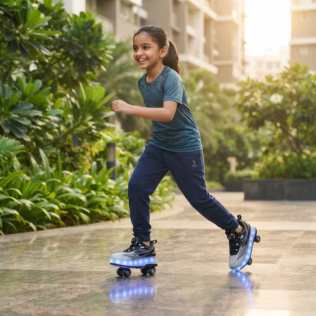 Wheely Black Roller skate shoes for kids.