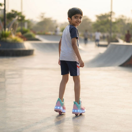 Wheely Roller Skates Shoes for Boys and Girls - 2-in-1 Skate Shoes and Sneakers for Kids Fun and Stylish
