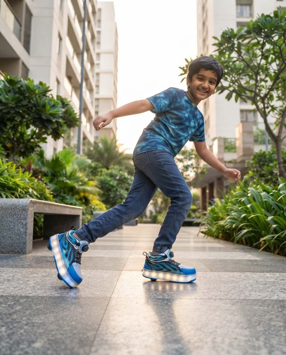 Wheely Roller Skates Shoes for Boys and Girls - 2-in-1 Skate Shoes and Sneakers for Kids Fun and Stylish