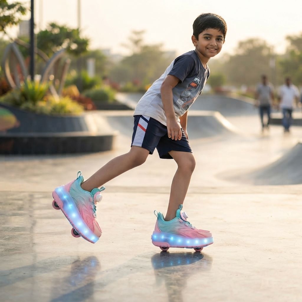 Wheely Roller Skates Shoes for Boys and Girls - 2-in-1 Skate Shoes and Sneakers for Kids Fun and Stylish