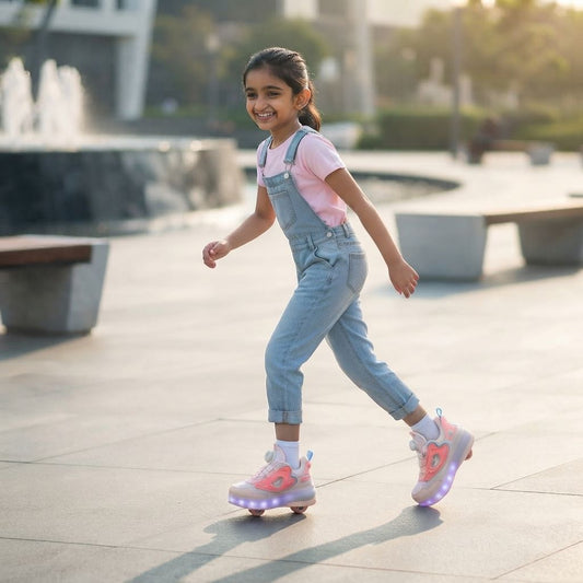 Wheely Pink Roller skate shoes for kids.