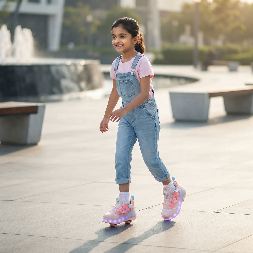 Wheely Pink Roller skate shoes for kids.