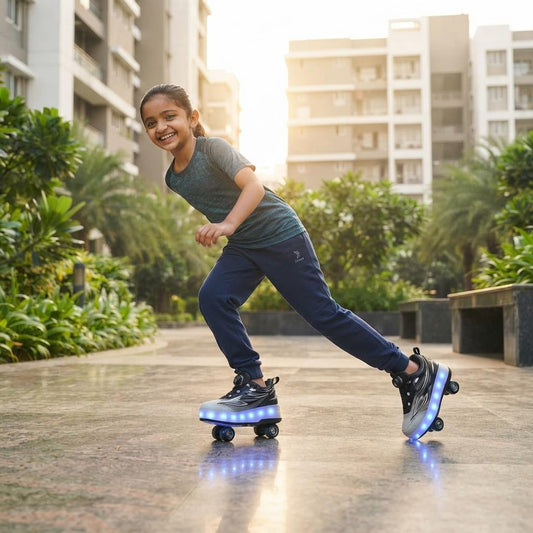 Wheely Black Roller skate shoes for kids.
