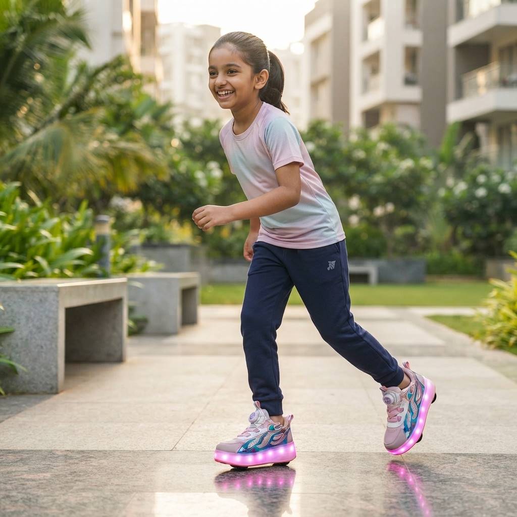 Wheely Pink Roller skate shoes for kids.