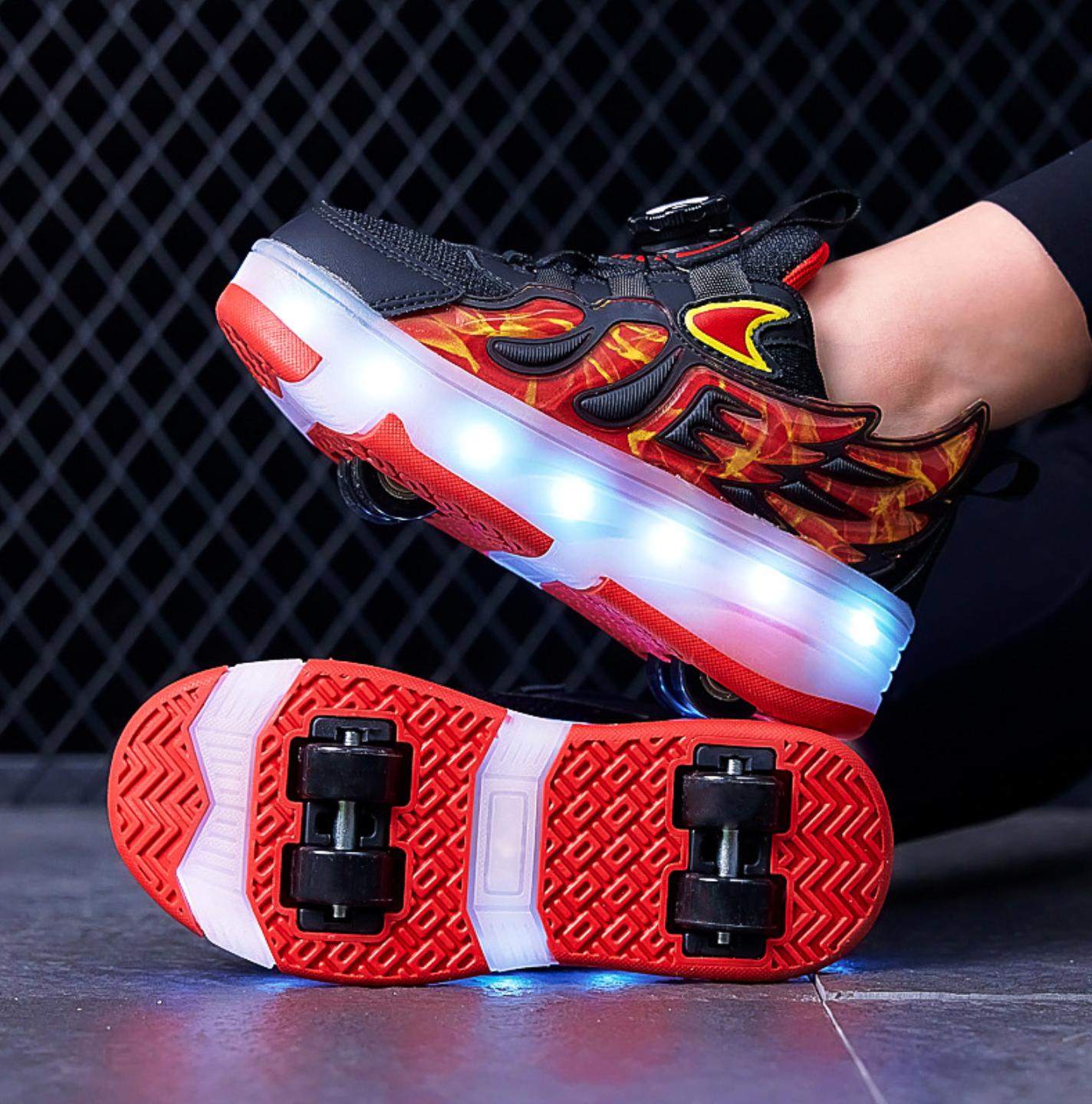 Wheely RED Roller skate shoes for kids.