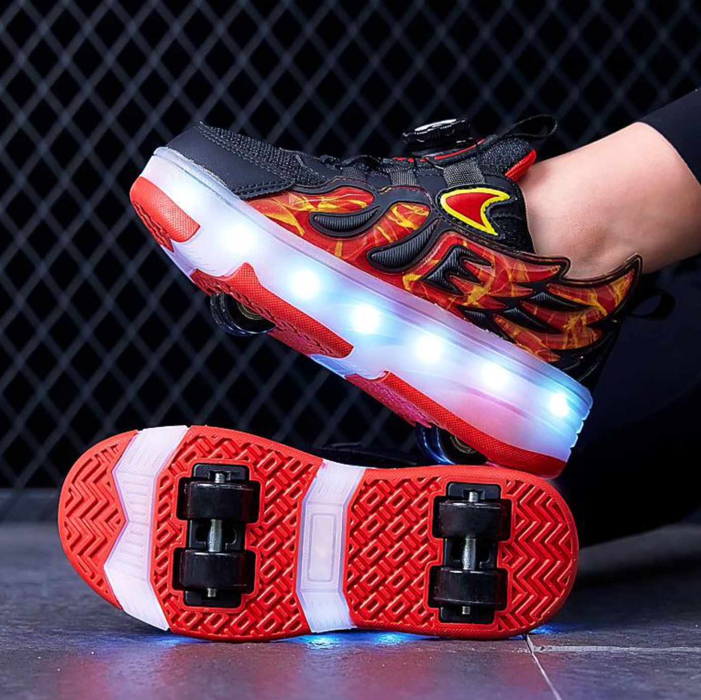 Wheely RED Roller skate shoes for kids.