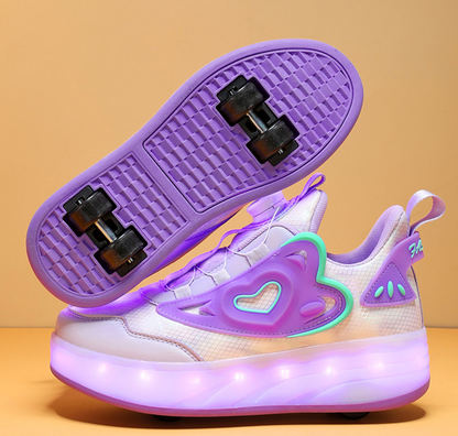 Wheely Purple Roller skate shoes for kids.