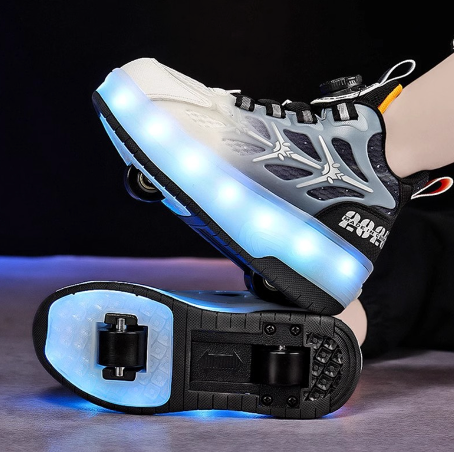 Wheely White And Black Roller skate shoes for kids.