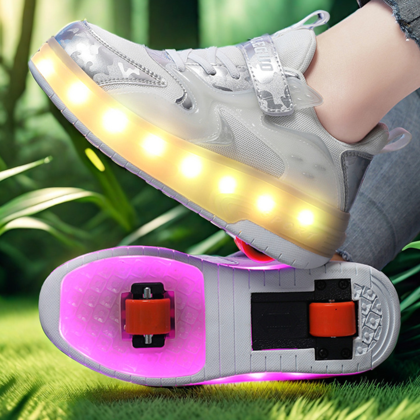 Wheely Silver Roller skate shoes for kids.